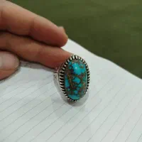 انگشتر فیروزه اصل اصل نیشاپوری رگه دار