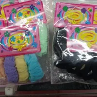 کش مو طرح  پفکی رنگی و مشکی ساده