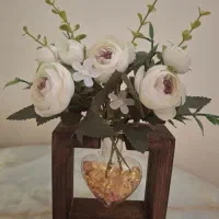 گلدان شیشه ای چوبی کادویی