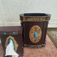 جا دستمال کاغذی و سطل زباله ست