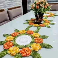 رومیزی بافتنی زیبا مدل گل