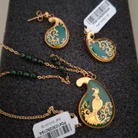 گردنبد و گوشواره طرح چکاوک گردنبد 40 سانت