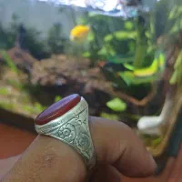 انگشتر نقره با عقیق یمنی معدنی