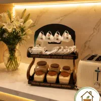 استند دو طبقه ترکیب چوب و فلز