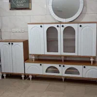 ست بی‌نظیر آینه کنسول و میز تلویزیون وکیوم و چوب
