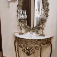 آینه کنسول طرح برنز با شمعدان