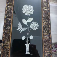 تابلو زیبای گل و پروانه نقره درابعاد۳۶×۲۲