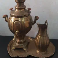سماور زغالی و تلفن برنجی آنتیک قدیمی