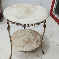 میز برنزی دو طبقه با صفحه سنگی