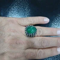 انگشتر نقره نگین عقیق سبز،رکاب ضریح