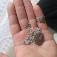 پلاک زنجیر با یدونه انگشتر نقره پلاک شجر