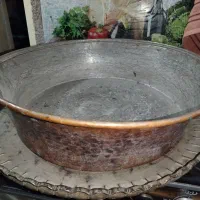 مجمعه حکاکی شده و تشت مسی تمیز