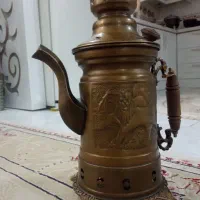 سماور زغالی برنز قدیمی قلم زنی شده