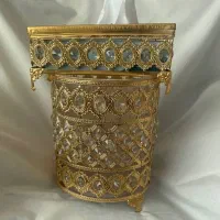 سطل آشغال و جا دستمال کاغذی طلایی