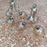 لوستر سقفی استیل سه شاخه حباب دار
