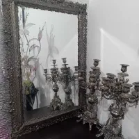 آینه وشمعدان برنجی