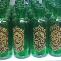 گلدان شیشه ای سبز با طرح مذهبی