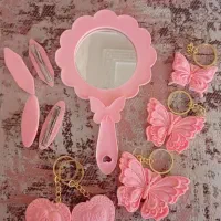 آینه رزینی  آرایشی  کیفی و گیره مو  دسته کلید رزین