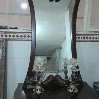 اینه کنسول شمعدون چوبی برنجی