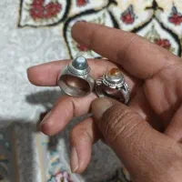 دوعددانگشتر نقره باباقوری و عقیق دست دلبر