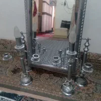 یکدست آیینه وشمعدان نقره ای عروس درحدنو