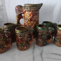 پارچ و لیوان سفالی قدیمی