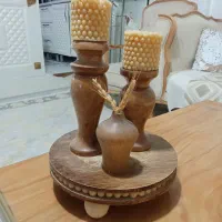 دوعدجاشمعی همراه شمع واستندزیرش به همراه گلدون