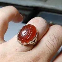 انگشتر نقره عقیق طبیعی حکاکی شده