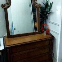 میز دراور سه کشو با آینه  منبتی