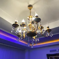 لوستر سقفی درخشان با بدنبه طلایی|لوستر و چراغ آویز|زنجان, |دیوار