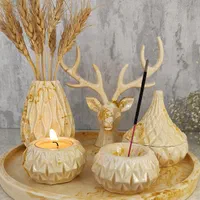 ست اکسسوری سینی جاعودی جاشمعی گلدان قندان