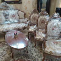 مبل سلطنتی استیل 9 نفره چوب گردو منبت کاری نو نو