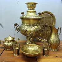 سماور زغالی ۷لیتری با ست ۹پارچه