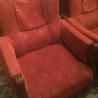مبل تک نفره قرمز چوب