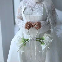 لباس عروس دودامنه اروپایی دانتل فرانسه