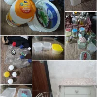 تعدادی ظروف یکبار مصرف و شیشه