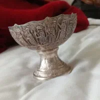 جام یا آجیل خوری نقره قلم استاد حاج کریم پرورش