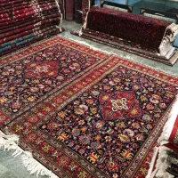 جفت ۶متری دستباف هریس تبریز زمینه سرمه ای