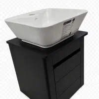 روشویی کابینتی ۳۵در۳۵ مشکی باکاسه سفید مربع