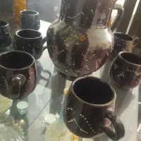 ۶تا لیوان سفالی قدیمی باپارچ