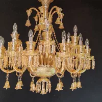 لوستر باکارات کریستالی ۱۸ شاخه عسلی رنگ