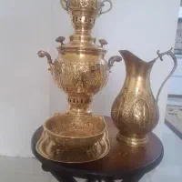 سماور ذغالی برنجی ۳ لیتری آنتیک طرح هخامنشی