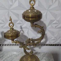 قندان دوقلو برنز اصل پایه دارو نگین دار