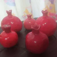 ست مجسمه ۵ تکه انار سفالی لعاب دار