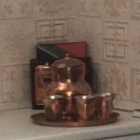 ظرف ست پارچ و لیوان مسی در حد نو