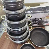 سرویس قابلمه و ماهیتابه  ۱۴ پارچه  گلدونی