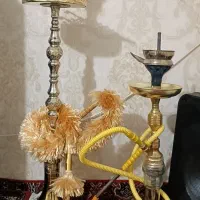 دو عدد قلیون برنجی نیم متری و یک متری برنج اصل