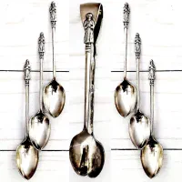 ست 7پارچه قاشق و انبر نوربلین (سیلورپلیت انگلستان)