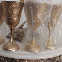 یک دست جام برنزی هندی قلمزنی شده