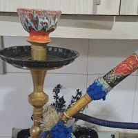 قلیون تنه برنجی قدیمی و قلیون تنه چوبی